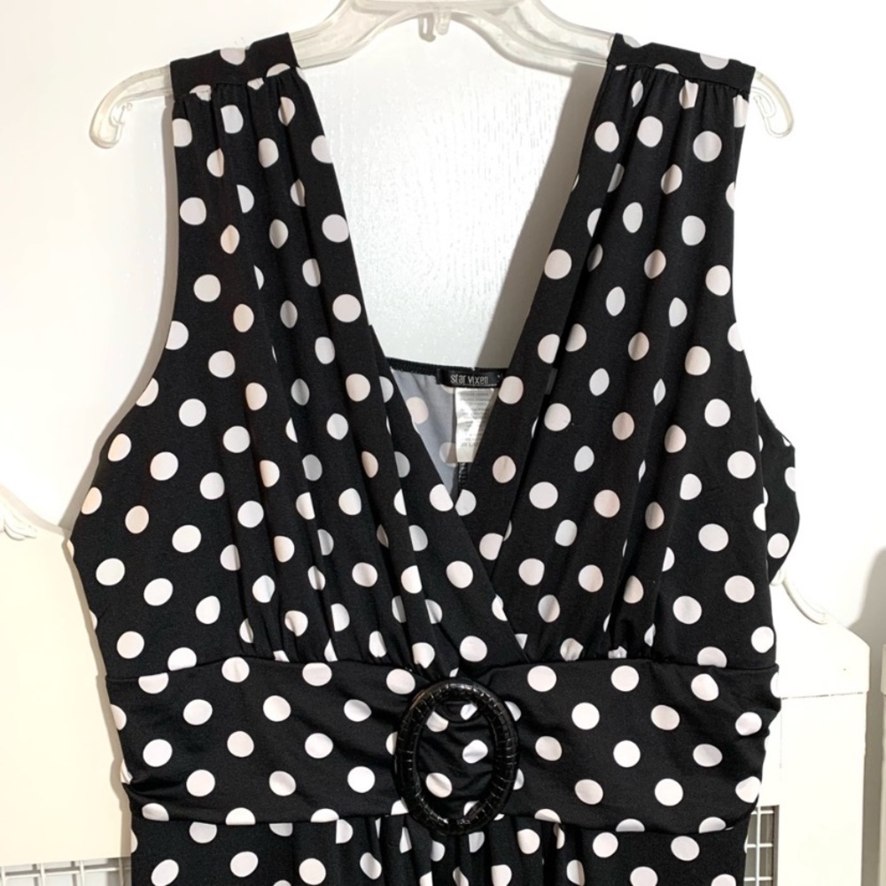 Star Vixen black and white polka dot sleeveless A-line dress- 3X - Picture 5 of 9